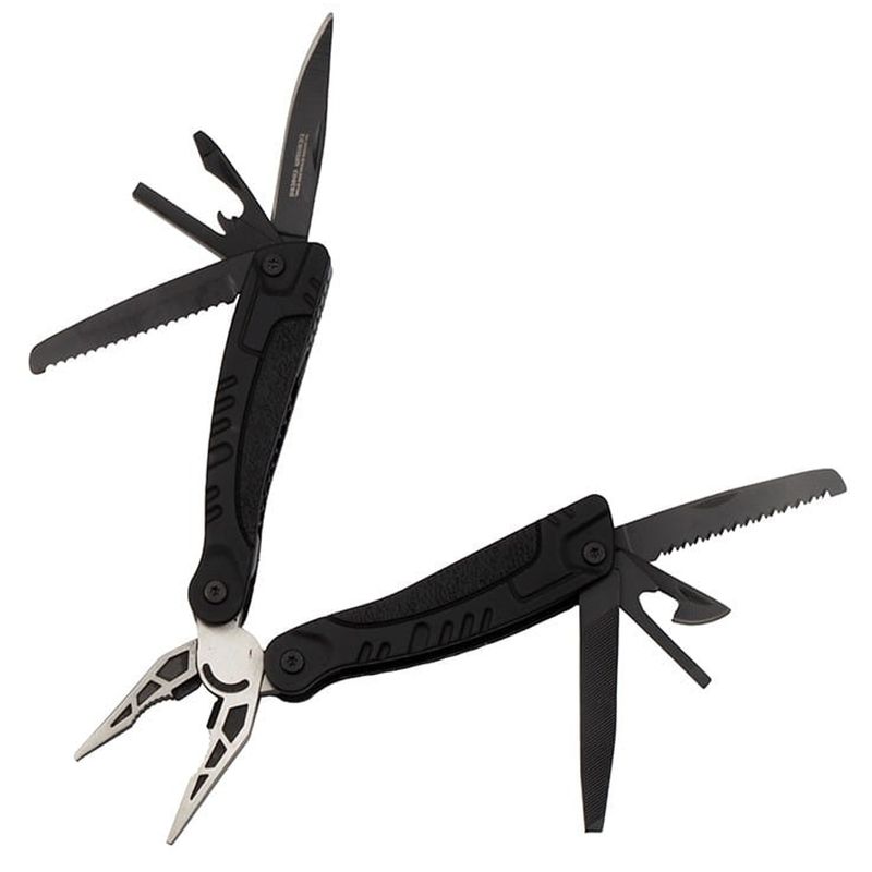 Sport si Outdoor - Camping - Cutite, bricege si accesorii - Unelte multifunctionale - Cleste multifunctional IdeallStore®, Survival Gear, otel inoxidabil, 18 functii, 24 cm, negru, husa inclusa - Infinity.ro
