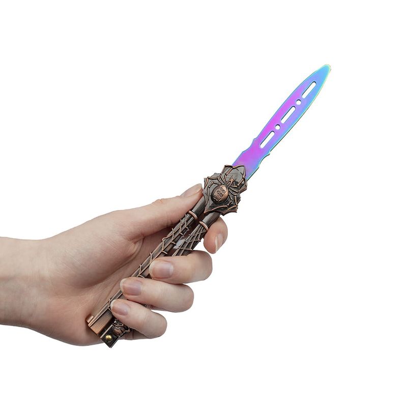 Sport si Outdoor - Camping - Cutite, bricege si accesorii - Cutite si bricege - Briceag de antrenament IdeallStore, Spider Queen, 23 cm, multicolor, cutie lemn - Infinity.ro