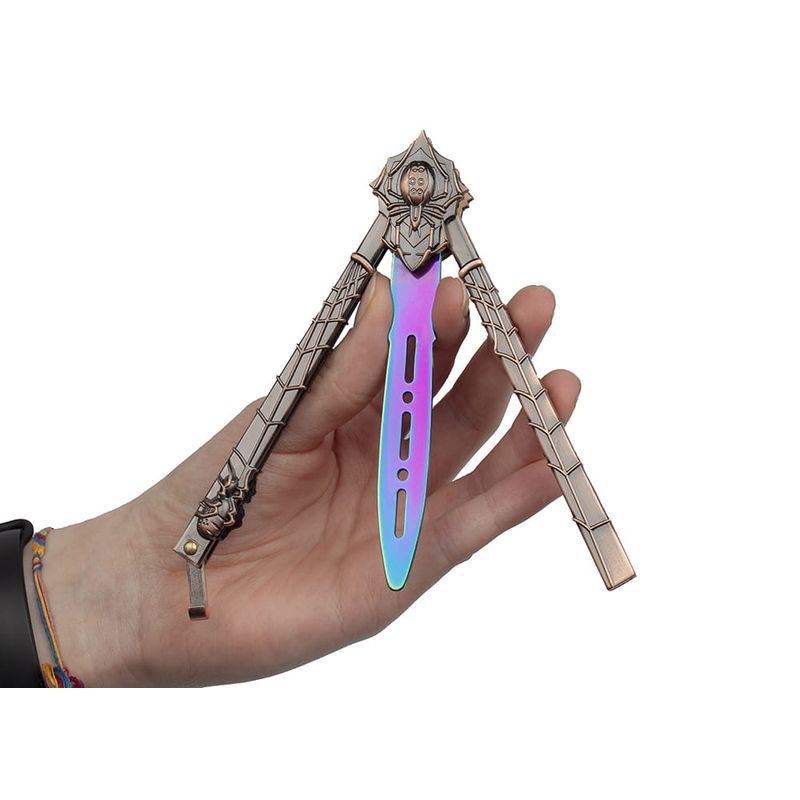 Sport si Outdoor - Camping - Cutite, bricege si accesorii - Cutite si bricege - Briceag de antrenament IdeallStore, Spider Queen, 23 cm, multicolor, cutie lemn - Infinity.ro