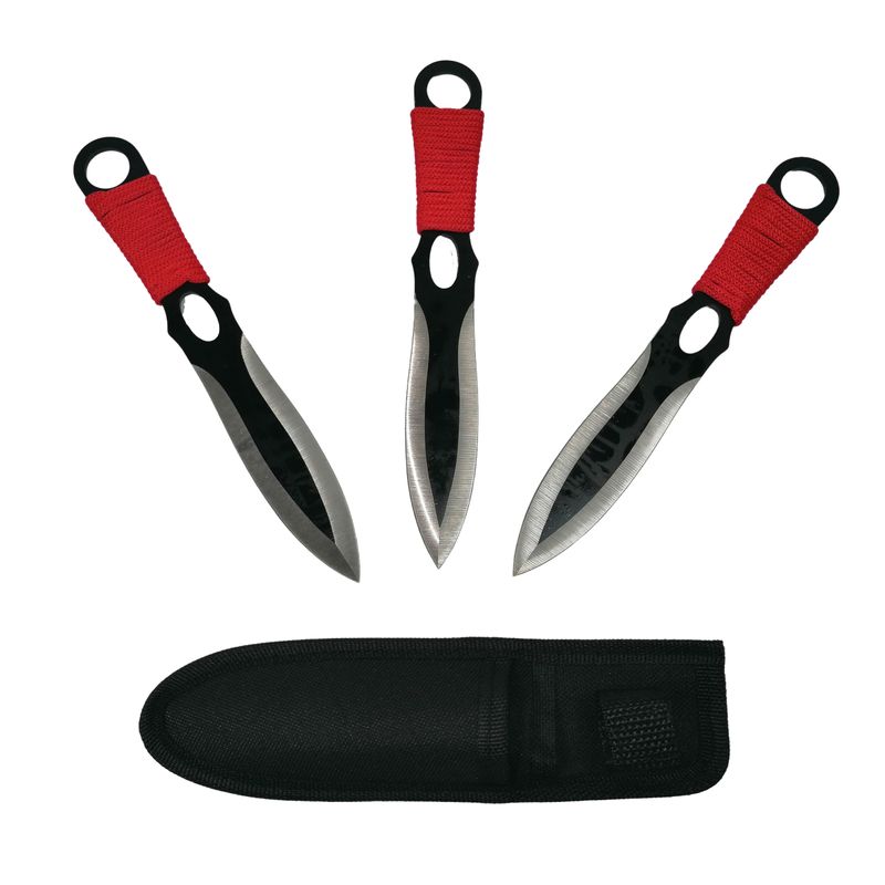 Sport si Outdoor - Camping - Cutite, bricege si accesorii - Cutite si bricege - Set vanatoare IdeallStore®, sabie si set trei cutite aruncat, otel inoxidabil, negru - Infinity.ro