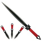 Sport si Outdoor - Camping - Cutite, bricege si accesorii - Cutite si bricege - Set vanatoare IdeallStore®, sabie si set trei cutite aruncat, otel inoxidabil, negru - Infinity.ro