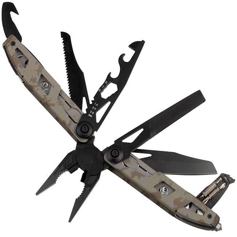 Sport si Outdoor - Camping - Cutite, bricege si accesorii - Unelte multifunctionale - Cleste multifunctional IdeallStore®, Outdoor Specialist, 16 functionalitati, 21.5 cm, bej, husa inclusa - Infinity.ro