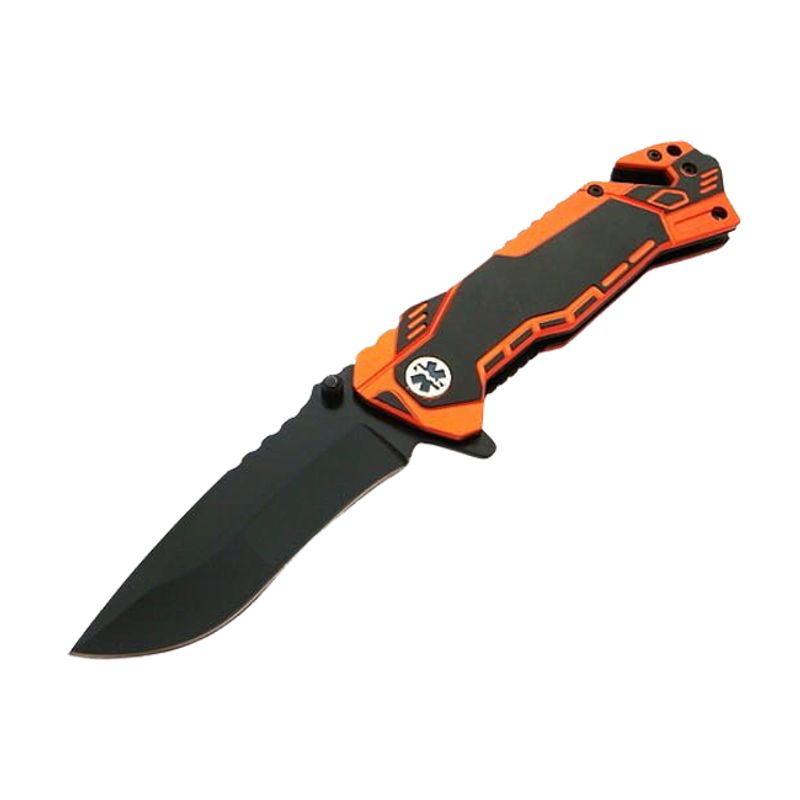 Sport si Outdoor - Camping - Cutite, bricege si accesorii - Cutite si bricege - Briceag de vanatoare IdeallStore®, Medical Rescue, 20 cm, otel inoxidabil, negru, husa inclusa - Infinity.ro