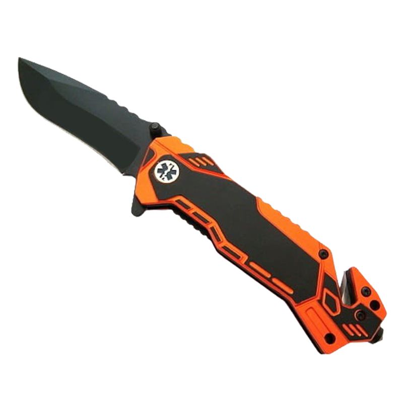 Sport si Outdoor - Camping - Cutite, bricege si accesorii - Cutite si bricege - Briceag de vanatoare IdeallStore®, Medical Rescue, 20 cm, otel inoxidabil, negru, husa inclusa - Infinity.ro