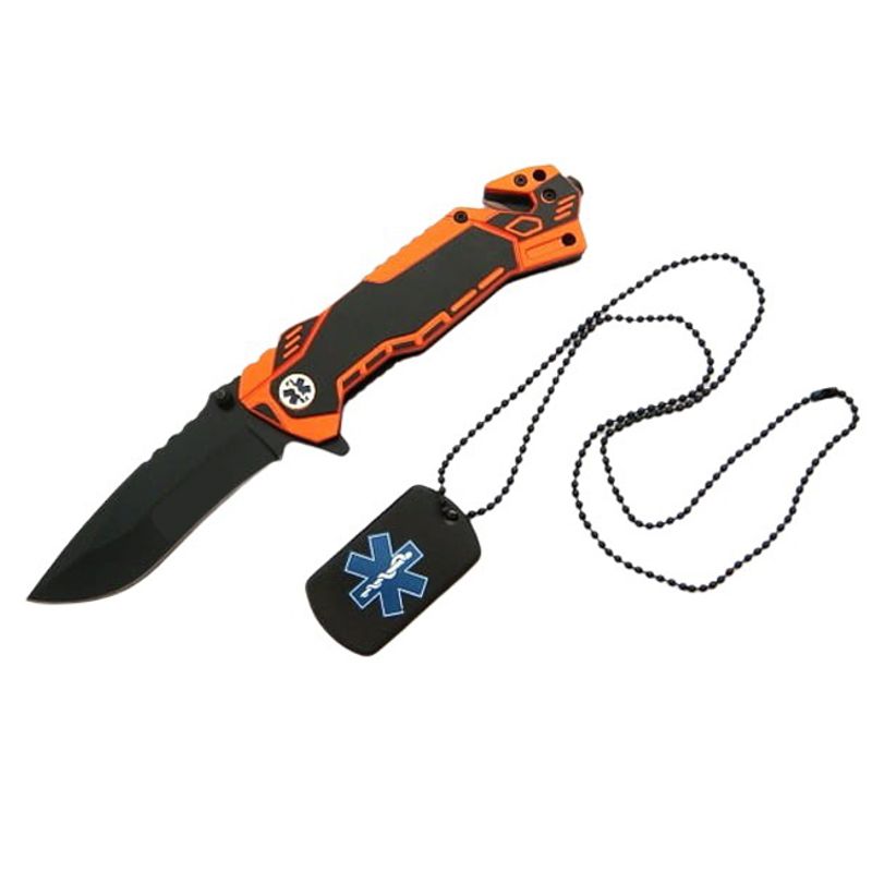 Sport si Outdoor - Camping - Cutite, bricege si accesorii - Cutite si bricege - Briceag de vanatoare IdeallStore®, Medical Rescue, 20 cm, otel inoxidabil, negru, husa inclusa - Infinity.ro