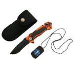 Sport si Outdoor - Camping - Cutite, bricege si accesorii - Cutite si bricege - Briceag de vanatoare IdeallStore®, Medical Rescue, 20 cm, otel inoxidabil, negru, husa inclusa - Infinity.ro