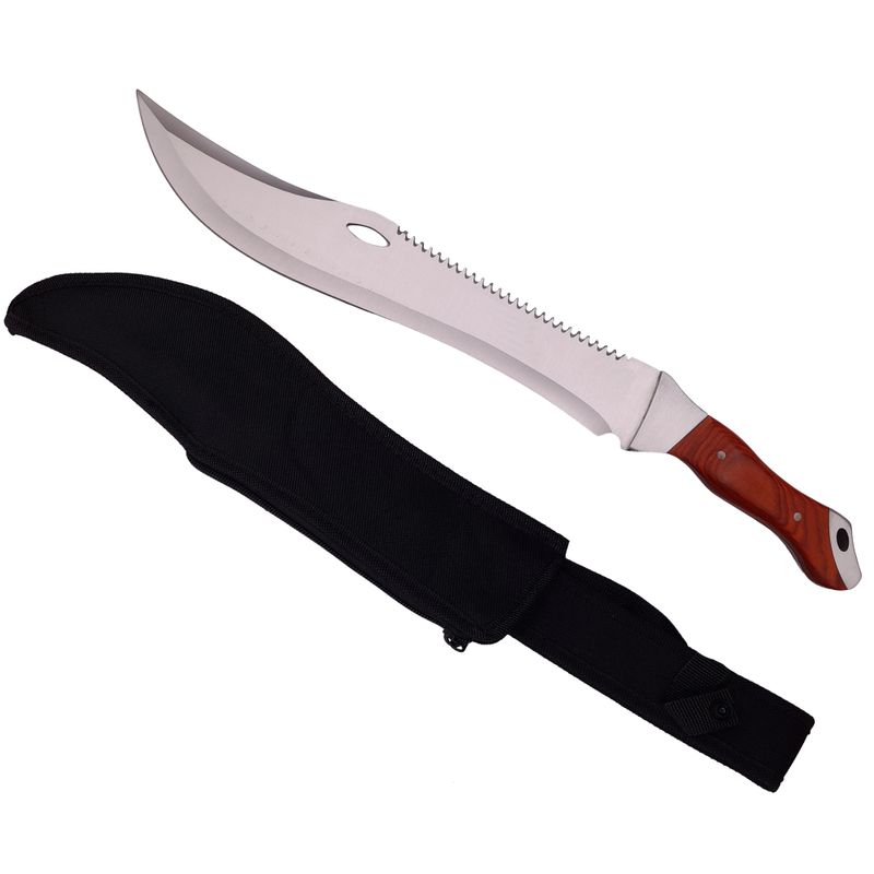 Sport si Outdoor - Camping - Cutite, bricege si accesorii - Cutite si bricege - Set maceta de vanatoare IdeallStore®, Knife of Mind, otel inoxidabil, argintie, 46 cm si nunceag lemn - Infinity.ro