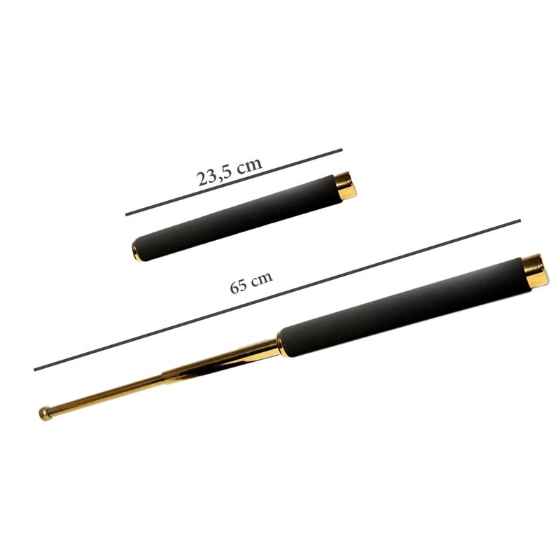 Sport si Outdoor - Sporturi de contact - Produse autoaparare - Set baston telescopic 65 cm auriu + pumnal craniu auriu - Infinity.ro