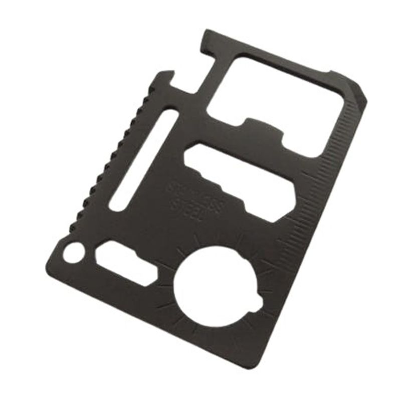 Sport si Outdoor - Accesorii si echipamente sportive - Sporturi extreme si supravietuire - Kituri supravietuire - Card supravietuire IdeallStore®, multifunctional, otel inoxidabil, 11 functii, negru, husa inclusa - Infinity.ro