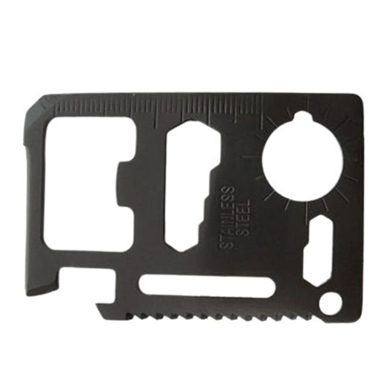Sport si Outdoor - Accesorii si echipamente sportive - Sporturi extreme si supravietuire - Kituri supravietuire - Card supravietuire IdeallStore®, multifunctional, otel inoxidabil, 11 functii, negru, husa inclusa - Infinity.ro