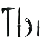 Sport si Outdoor/Camping/Cutite, bricege si accesorii/Cutite si bricege - Set 4 ustensile DeltaForce, topor si 3 cutite, otel inoxidabil, negru - Infinity.ro