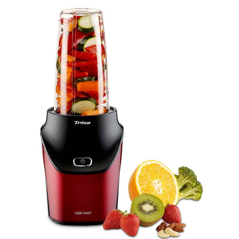 Electronice si Electrocasnice - Electrocasnice bucatarie - Mixere, tocatoare & roboti de bucatarie - Blendere si mini tocatoare - Nutriblender juicer Trisa Energy Boost 6928.8312, rosu-negru - Infinity.ro