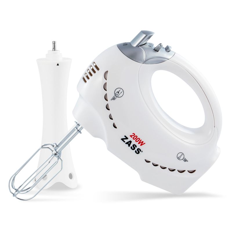 Electronice si Electrocasnice - Electrocasnice bucatarie - Mixere, tocatoare & roboti de bucatarie - Mixere - Mixer de mana cu tocator Zass ZHM 05 B, alb - Infinity.ro