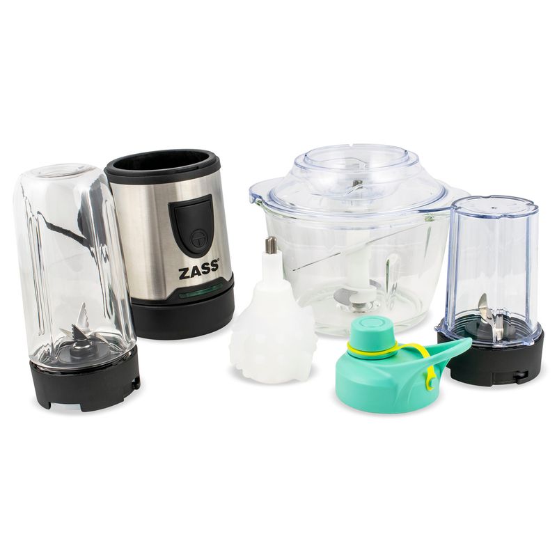 Electronice si Electrocasnice - Electrocasnice bucatarie - Mixere, tocatoare & roboti de bucatarie - Blendere si mini tocatoare - Tocator (Chopper) multifunctional (4 in 1) Zass ZMCH 02, negru-argintiu - Infinity.ro