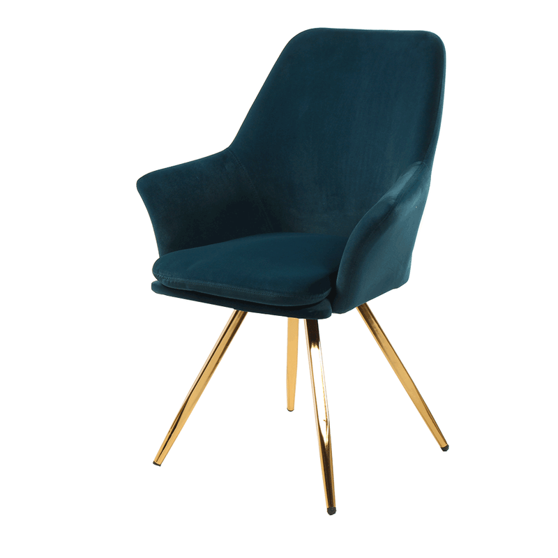 Casa si Gradina - Mobilier - Scaune si fotolii - Scaune - Scaun de luat masa, tesatura din catifea pe albastru inchis / alama, FARAH - Infinity.ro