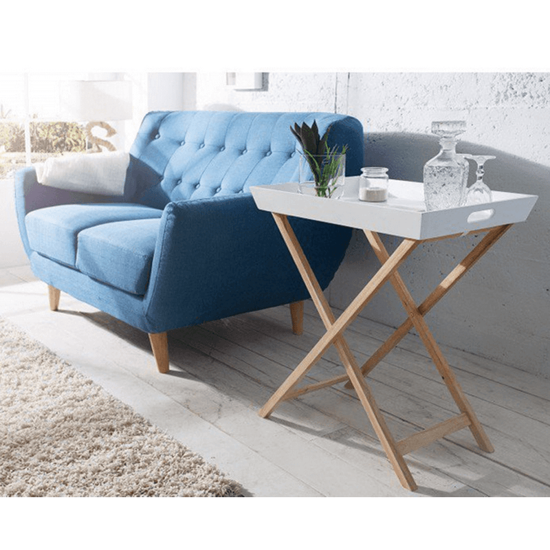 Casa si Gradina - Mobilier - Mese si birouri - Masute de cafea - Masuta de servire cu doua tavi detasabile, alb/natural, NORGE - Infinity.ro