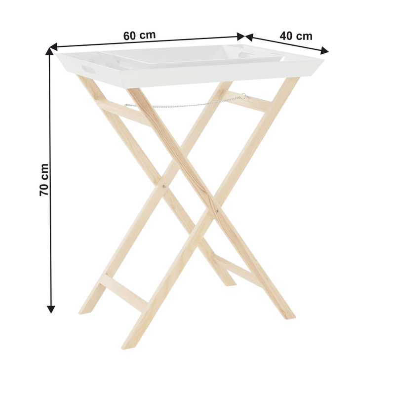 Casa si Gradina - Mobilier - Mese si birouri - Masute de cafea - Masuta de servire cu doua tavi detasabile, alb/natural, NORGE - Infinity.ro