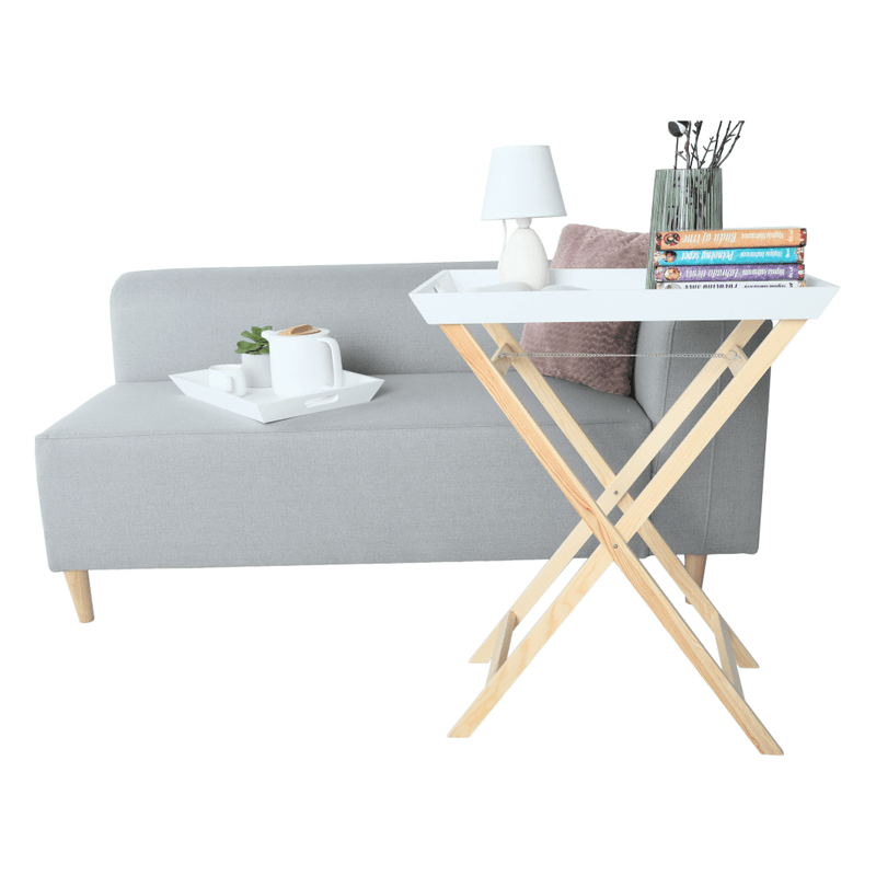 Casa si Gradina - Mobilier - Mese si birouri - Masute de cafea - Masuta de servire cu doua tavi detasabile, alb/natural, NORGE - Infinity.ro