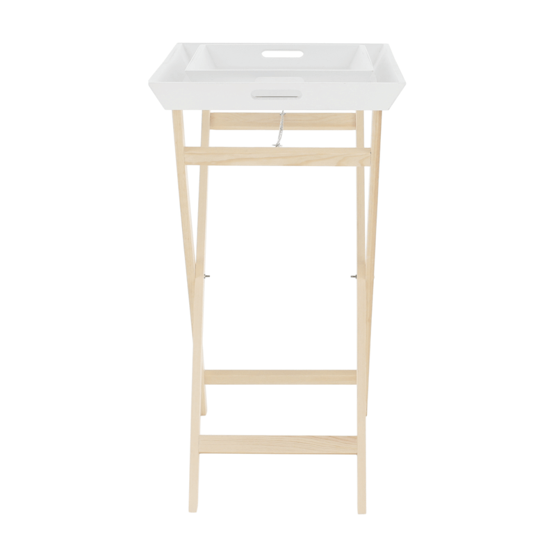 Casa si Gradina - Mobilier - Mese si birouri - Masute de cafea - Masuta de servire cu doua tavi detasabile, alb/natural, NORGE - Infinity.ro