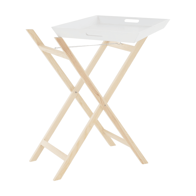 Casa si Gradina - Mobilier - Mese si birouri - Masute de cafea - Masuta de servire cu doua tavi detasabile, alb/natural, NORGE - Infinity.ro