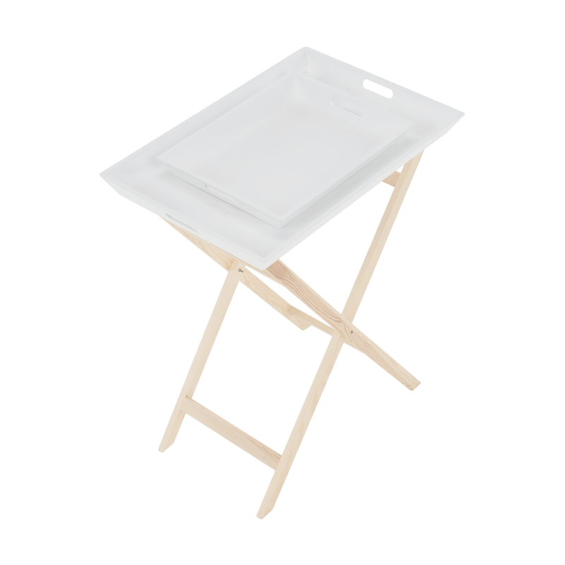 Casa si Gradina - Mobilier - Mese si birouri - Masute de cafea - Masuta de servire cu doua tavi detasabile, alb/natural, NORGE - Infinity.ro