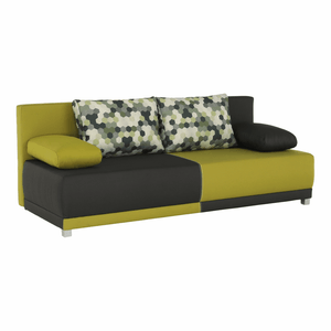 Canapea extensibila,  gri/verde/perne cu model, SPIKER