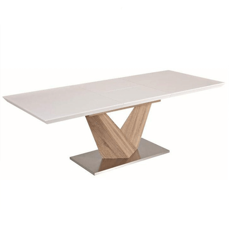 Casa si Gradina - Mobilier - Mese si birouri - Mese bucatarie si dining - Masa dining, pliabila, alb luciu extra ridicat / stejar sonoma, 160x90 cm, DURMAN - Infinity.ro