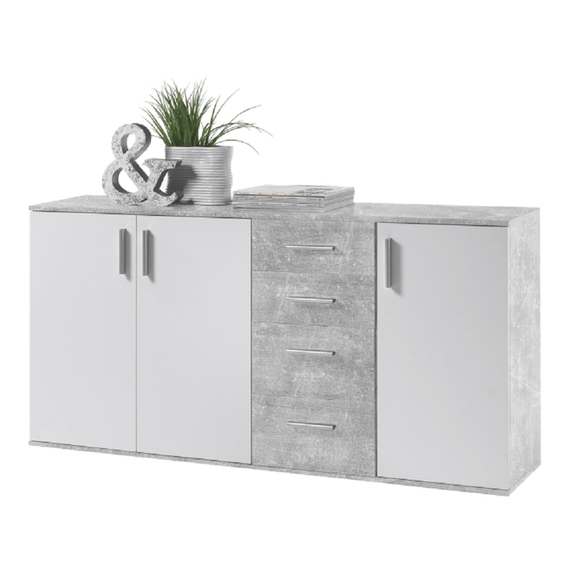 Casa si Gradina - Mobilier - Comode si corpuri - Comode - Comoda, alba/ciment, POPPY 3 - Infinity.ro