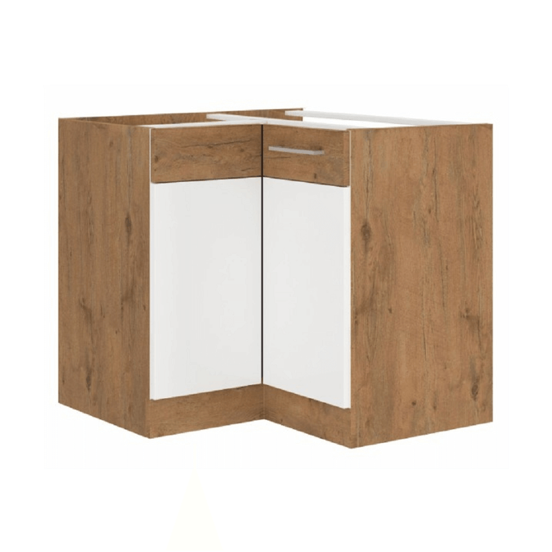 Casa si Gradina - Mobilier - Comode si corpuri - Corpuri bucatarie - Cabinet inferior, alb extra lucios HG/stejar Lancelot, VEGA DN 1F BB - Infinity.ro