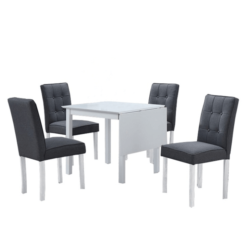 Casa si Gradina - Mobilier - Seturi de mobilier - Seturi bucatarie - Set dining cu masa pliabila, alb / gri, BJORK NEW 1+5 - Infinity.ro