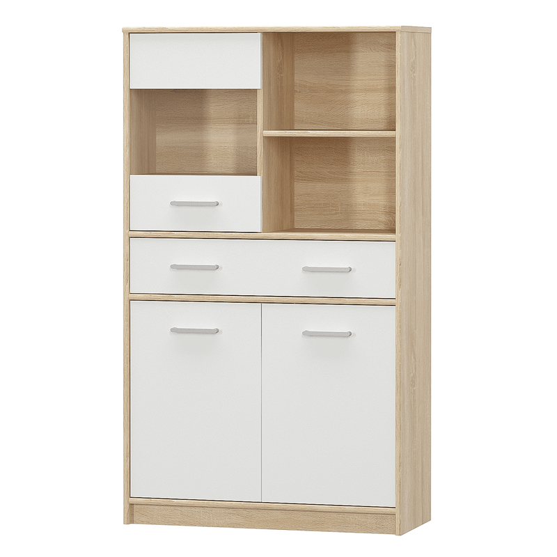 Casa si Gradina - Mobilier - Dulapuri si sifoniere - Dulapuri - Vitrina 2D1W1S/80, alb/stejar sonoma, TEYO - Infinity.ro