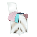 Casa si Gradina/Sanitare/Suporturi si accesorii baie/Accesorii baie - Cos de rufe, bambus lacuit/alb/bej, BASKET - Infinity.ro