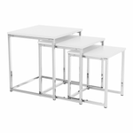 Casa si Gradina - Mobilier - Mese si birouri - Masute de cafea - Set 3 masute de cafea, alb mat/crom, MAGNO TYP 3 - Infinity.ro