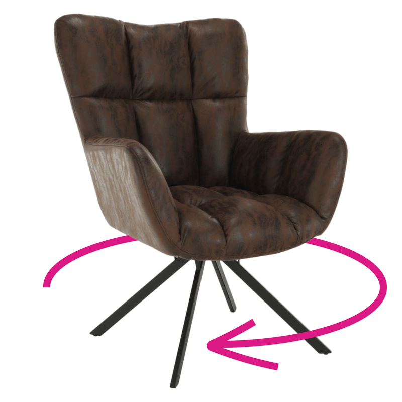 Casa si Gradina - Mobilier - Scaune si fotolii - Fotolii - Scaun de design rotativ, maro tesatura cu efect de piele intoarsa/negru, KOMODO - Infinity.ro