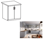 Casa si Gradina - Mobilier - Comode si corpuri - Corpuri bucatarie - Cabinet inferior cu doua usi, gri mat/alb, LAYLA D60 - Infinity.ro