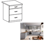 Casa si Gradina - Mobilier - Comode si corpuri - Corpuri bucatarie - Cabinet inferior cu sertare, gri mat/alb, LAYLA D60S3 - Infinity.ro