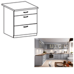 Casa si Gradina - Mobilier - Comode si corpuri - Corpuri bucatarie - Cabinet inferior cu sertare, gri mat/alb, LAYLA D80S3 - Infinity.ro
