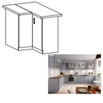 Casa si Gradina - Mobilier - Comode si corpuri - Corpuri bucatarie - Cabinet inferior de colt, gri mat/alb, LAYLA D90N - Infinity.ro