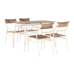 Casa si Gradina - Mobilier - Seturi de mobilier - Seturi mese si scaune - Set de luat masa, stejar canyon / bej,  KIMBY SET 1+5 - Infinity.ro