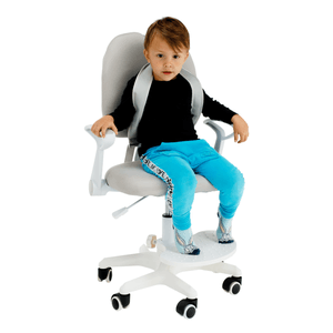 Scaun reglabil cu suport pentru picioare si curele, gri/alb, ANAIS