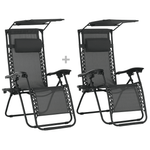 Casa si Gradina - Gradina si terasa - Mobilier exterior - Scaune si sezlonguri gradina - Set de 2 scaune reglabile de gradina, gri, KASPIAN - Infinity.ro