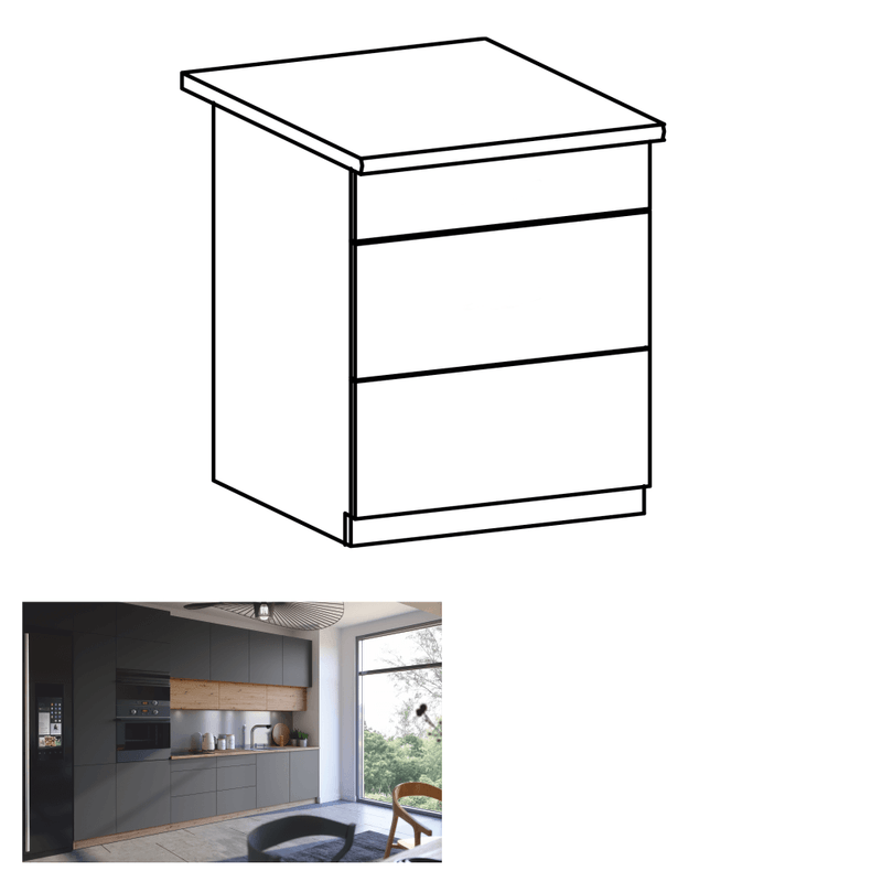 Casa si Gradina - Mobilier - Dulapuri si sifoniere - Dulapuri - Dulap de jos, stejar artizanal / gri mat, LANGEN D60S3 - Infinity.ro