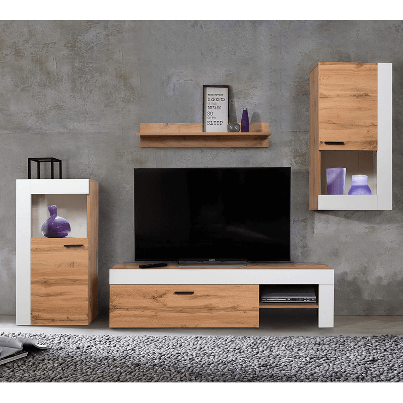 Casa si Gradina - Mobilier - Seturi de mobilier - Seturi living - Perete sufragerie, stejar wotan / alb, PLATINUM - Infinity.ro