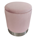 Casa si Gradina - Mobilier - Scaune si fotolii - Tabureti - Taburet, catifea roz Velvet/crom argintiu, DARON - Infinity.ro