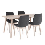 Casa si Gradina - Mobilier - Seturi de mobilier - Seturi mese si scaune - Set de masa, fag deschis / tesatura gri, GALIO 1 + 4 - Infinity.ro
