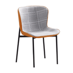 Casa si Gradina - Mobilier - Scaune si fotolii - Scaune - Scaun de masa, in carouri albe / stofa camel / piele ecologica, ADIANA - Infinity.ro