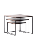 Casa si Gradina - Mobilier - Mese si birouri - Masute de cafea - Set de trei mese de cafea, MDF / metal, nuc / negru, DVEIN - Infinity.ro