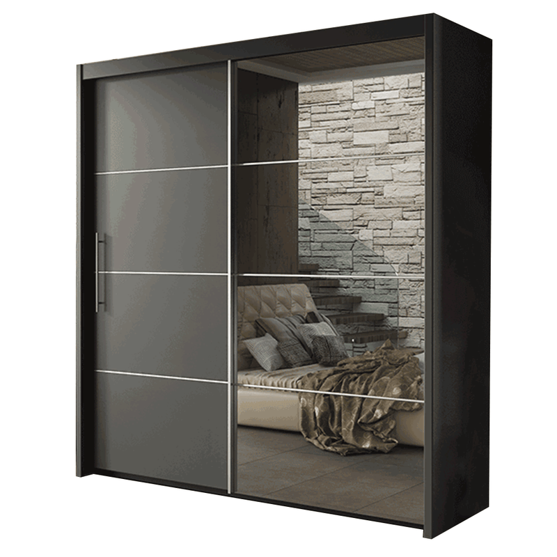 Casa si Gradina - Mobilier - Dulapuri si sifoniere - Dulapuri - Dulap cu usi glisante, 200 cm, gri, KAIPO - Infinity.ro