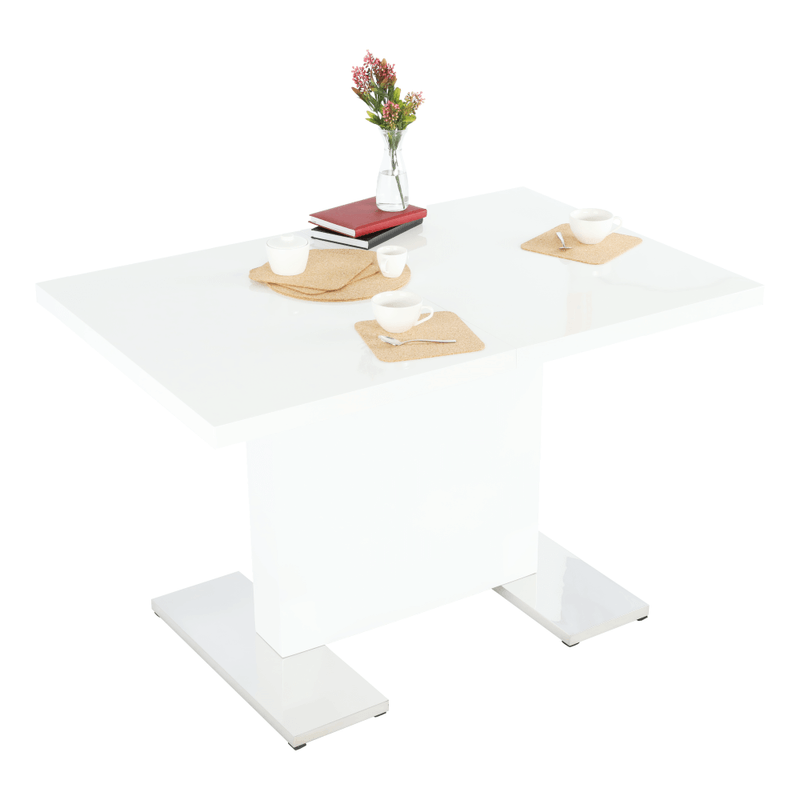 Casa si Gradina - Mobilier - Mese si birouri - Mese bucatarie si dining - Masa dining, alba HG, 120-160x80 cm, IRAKOL - Infinity.ro