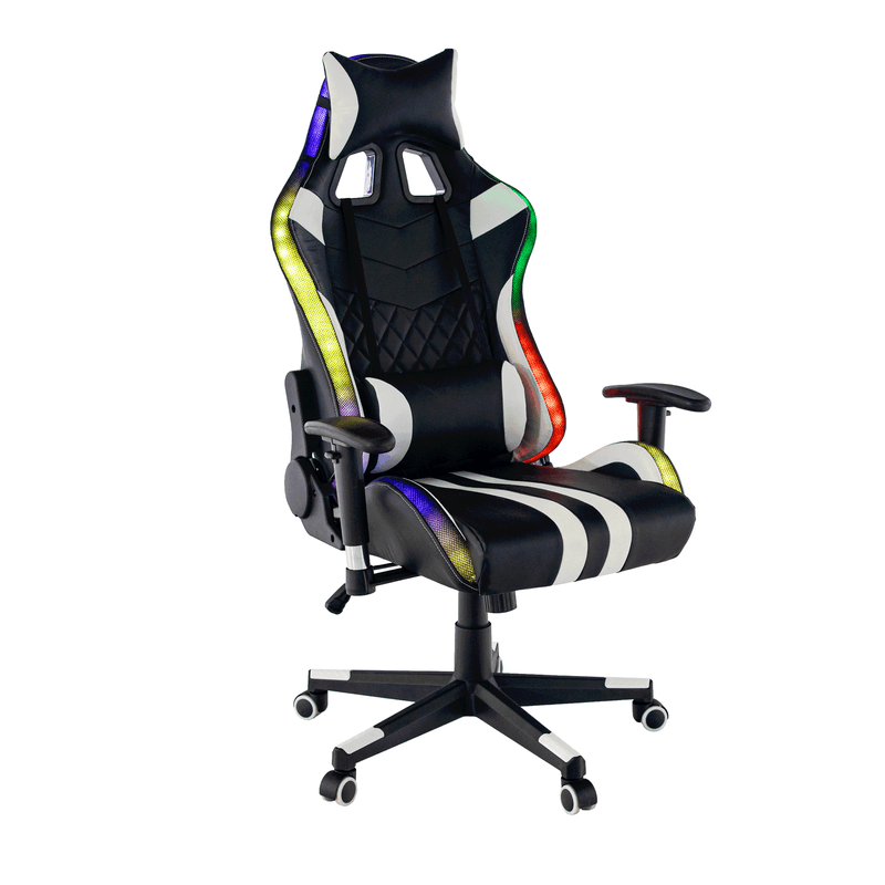 Casa si Gradina - Mobilier - Scaune si fotolii - Scaune - Scaun de birou / joc cu iluminare RGB, model negru / alb / culoare, ZOPA - Infinity.ro